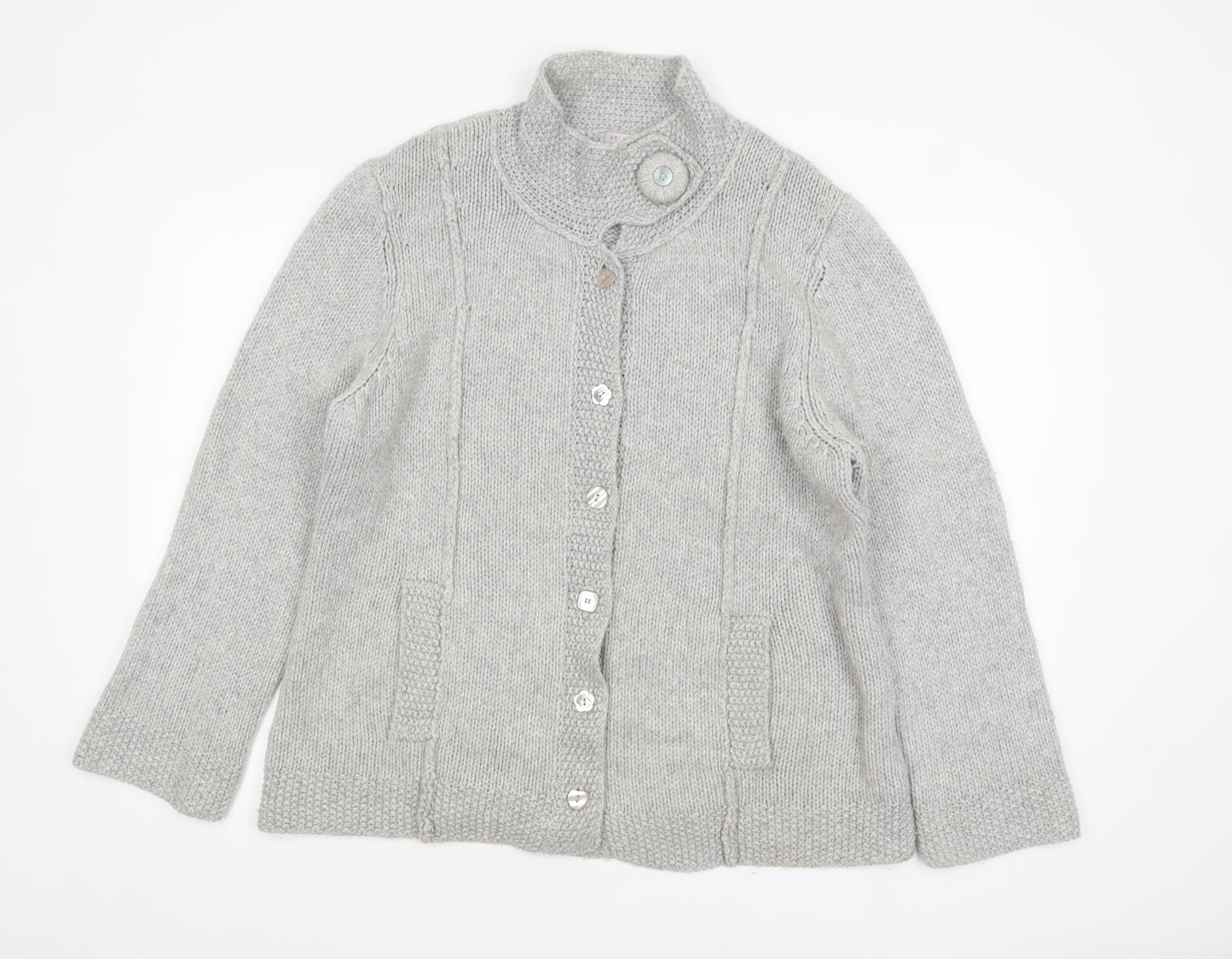 Marks and Spencer Per Una Womens Grey XL Chunky Knit Button Cardigan