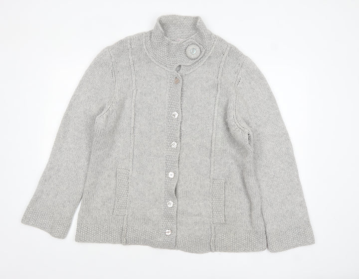 Marks and Spencer Per Una Womens Grey XL Chunky Knit Button Cardigan