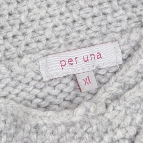 Marks and Spencer Per Una Womens Grey XL Chunky Knit Button Cardigan