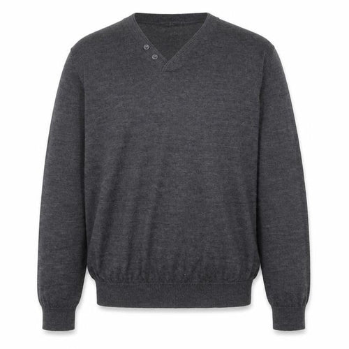 Jeff Banks Men’s Grey XL Wool Henley Jumper Extra Fine Merino