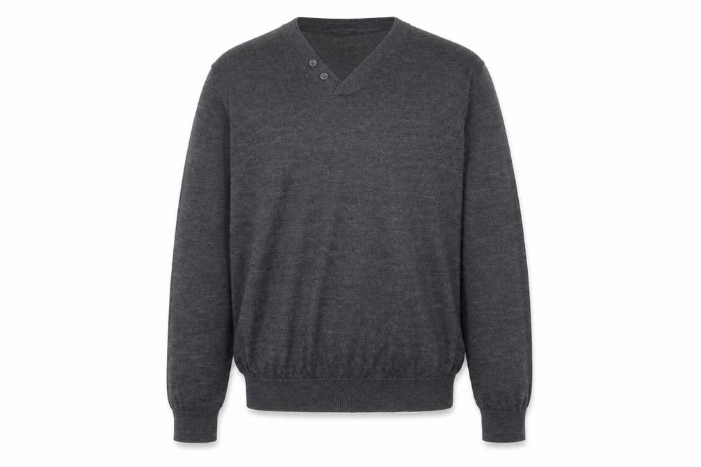 Jeff Banks Men’s Grey XL Wool Henley Jumper Extra Fine Merino