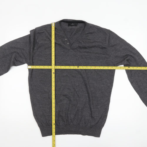 Jeff Banks Men’s Grey XL Wool Henley Jumper Extra Fine Merino