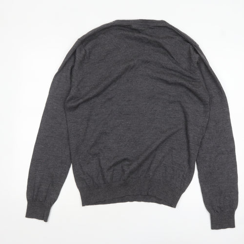 Jeff Banks Men’s Grey XL Wool Henley Jumper Extra Fine Merino