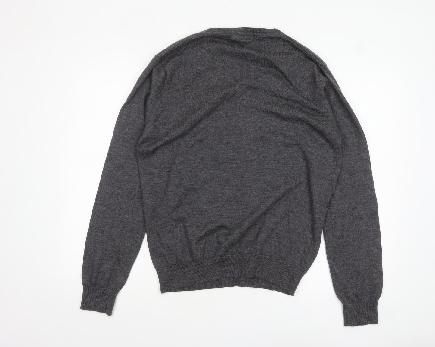 Jeff Banks Men’s Grey XL Wool Henley Jumper Extra Fine Merino
