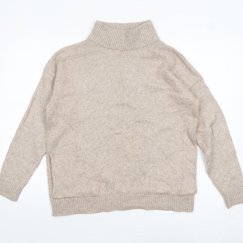 Next Women Beige Roll Neck Knit Jumper Size 14 Regular Fit