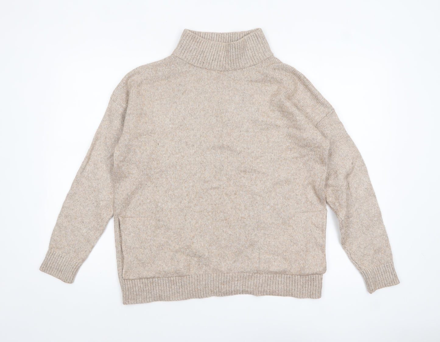 Next Women Beige Roll Neck Knit Jumper Size 14 Regular Fit