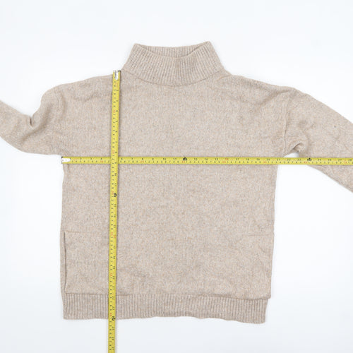 Next Women Beige Roll Neck Knit Jumper Size 14 Regular Fit