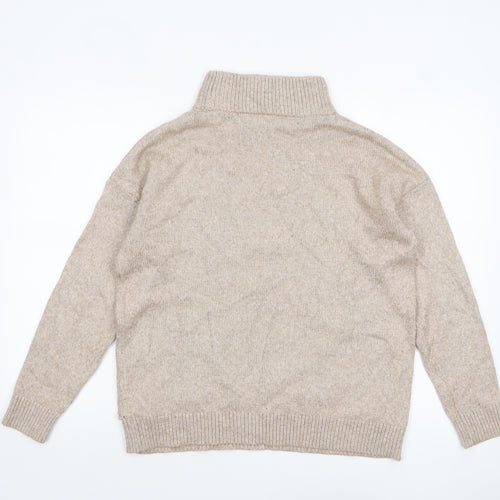 Next Women Beige Roll Neck Knit Jumper Size 14 Regular Fit