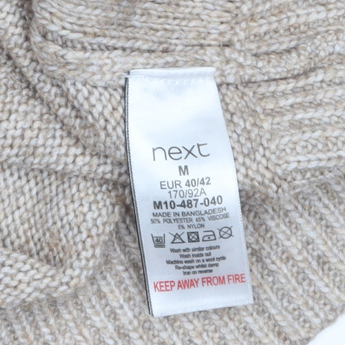 Next Women Beige Roll Neck Knit Jumper Size 14 Regular Fit