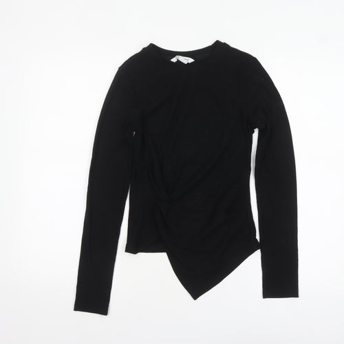 Urban Revivo Women's Black Long Sleeve Cropped Jersey Top Size 10