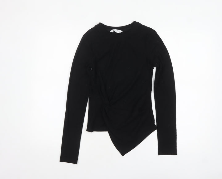 Urban Revivo Women's Black Long Sleeve Cropped Jersey Top Size 10