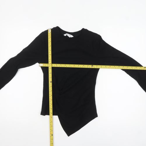 Urban Revivo Women's Black Long Sleeve Cropped Jersey Top Size 10