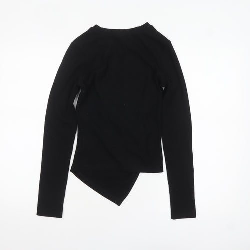 Urban Revivo Women's Black Long Sleeve Cropped Jersey Top Size 10