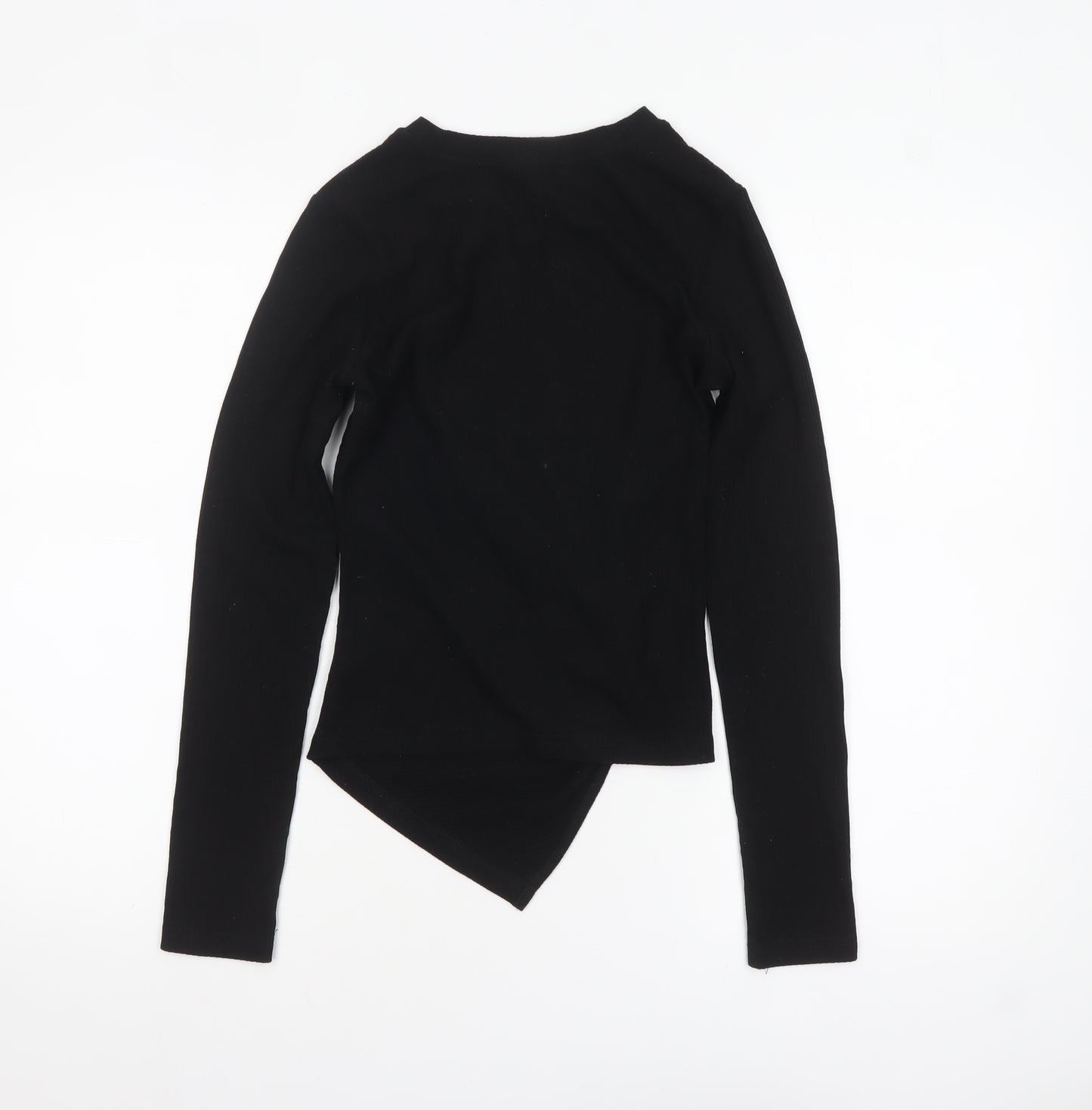 Urban Revivo Women's Black Long Sleeve Cropped Jersey Top Size 10
