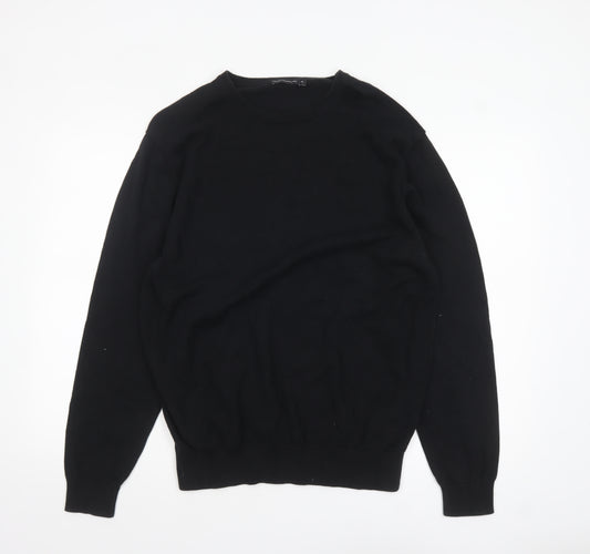 French Connection Men's Black Cotton Crew Neck Jumper XL