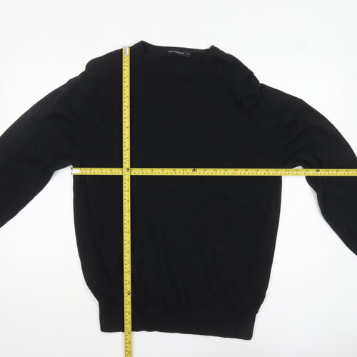 French Connection Men's Black Cotton Crew Neck Jumper XL