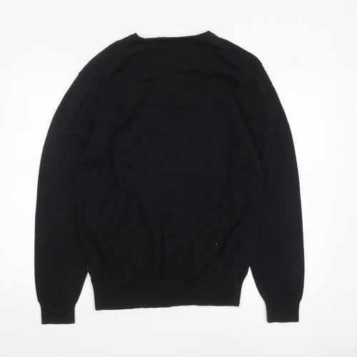 French Connection Men's Black Cotton Crew Neck Jumper XL