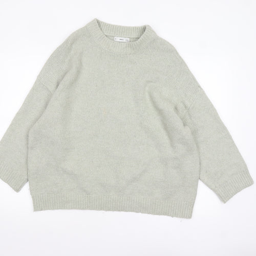 Mango Womens Grey Wool Blend Crew Neck Relaxed Fit Jumper Size S