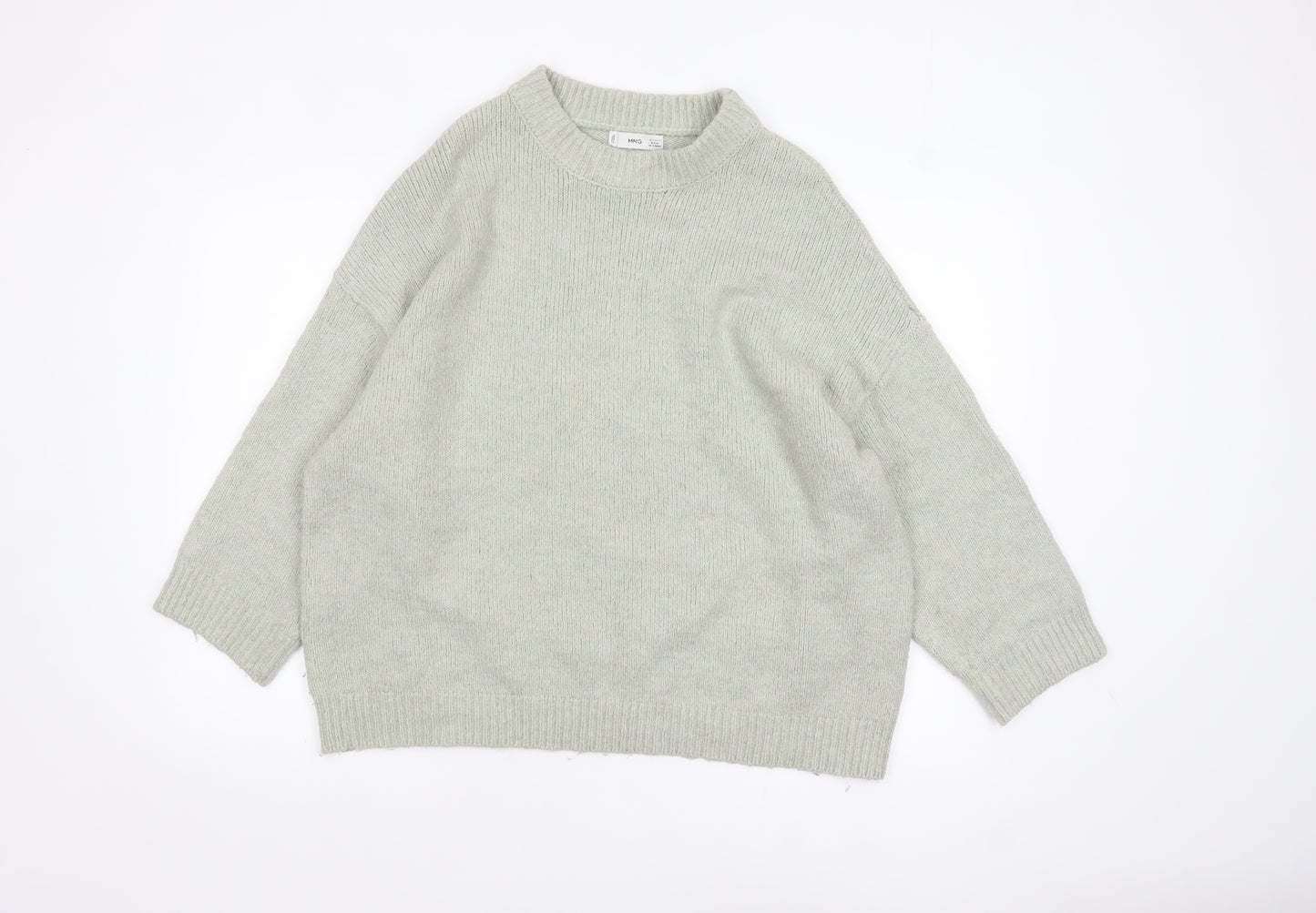 Mango Womens Grey Wool Blend Crew Neck Relaxed Fit Jumper Size S