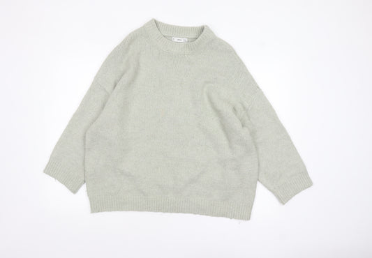 Mango Womens Grey Wool Blend Crew Neck Relaxed Fit Jumper Size S