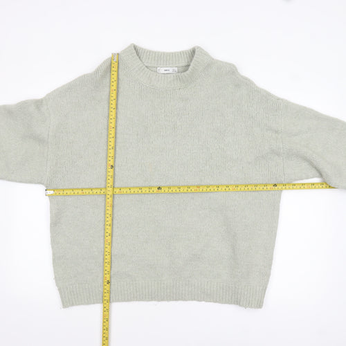 Mango Womens Grey Wool Blend Crew Neck Relaxed Fit Jumper Size S