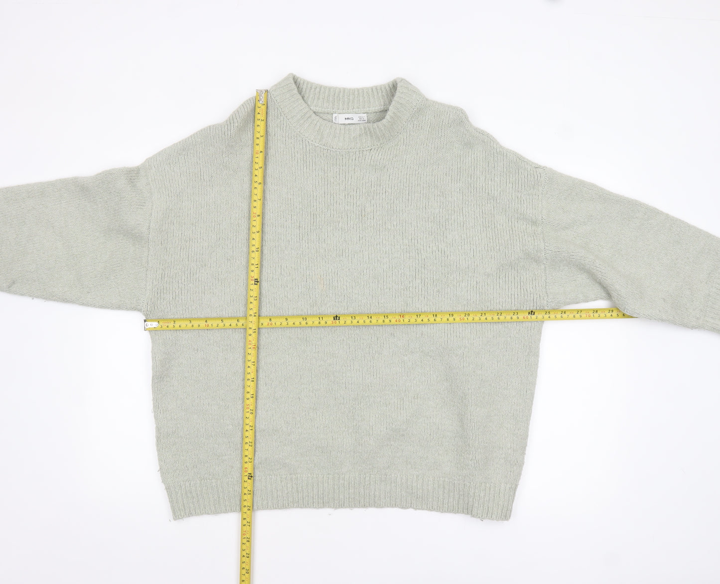 Mango Womens Grey Wool Blend Crew Neck Relaxed Fit Jumper Size S
