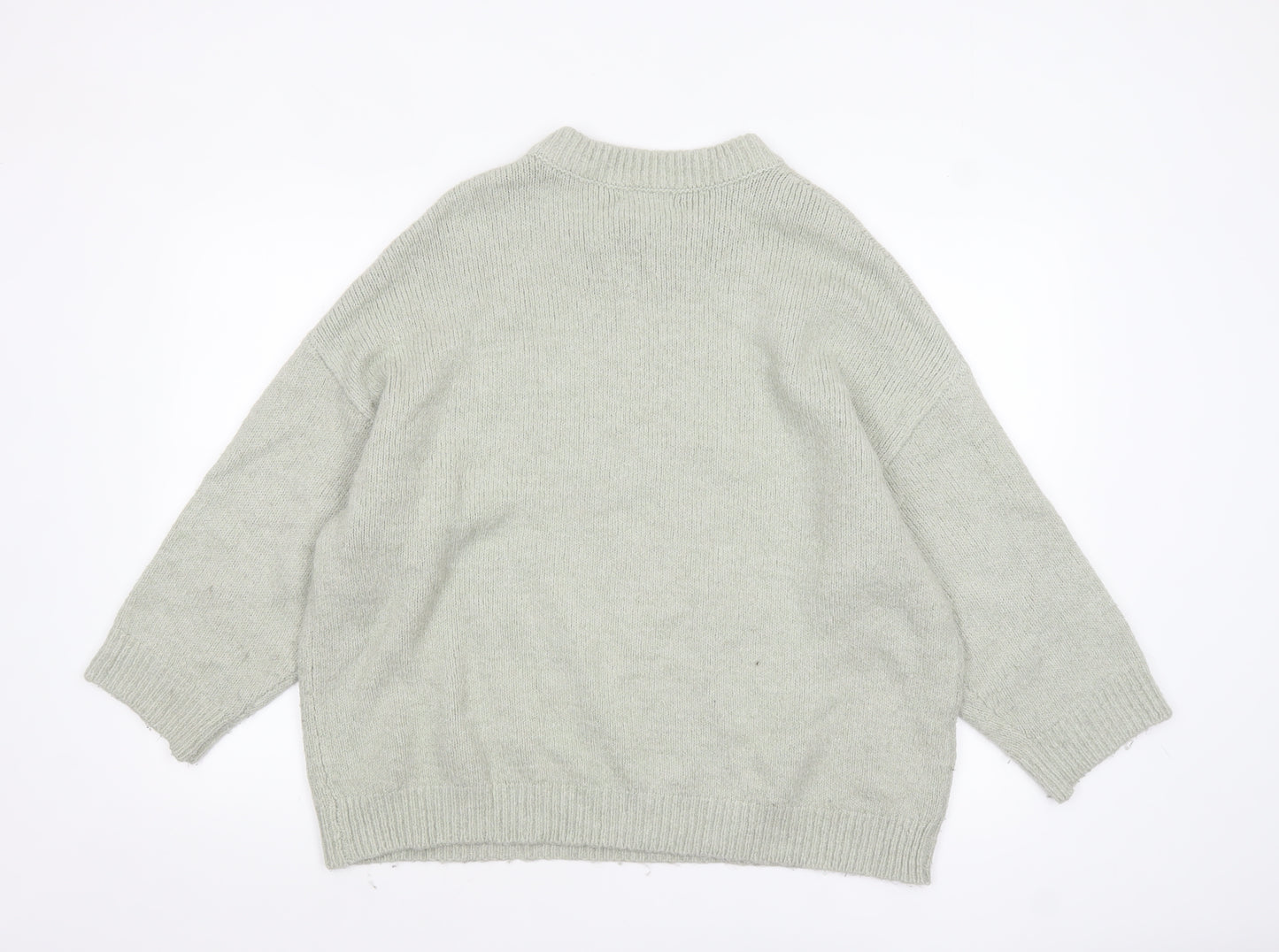 Mango Womens Grey Wool Blend Crew Neck Relaxed Fit Jumper Size S