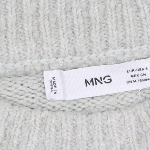 Mango Womens Grey Wool Blend Crew Neck Relaxed Fit Jumper Size S