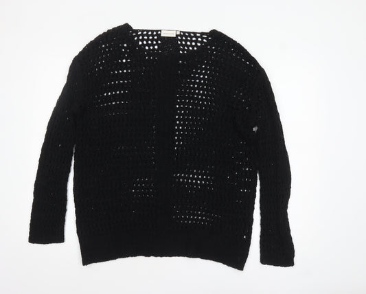 Peppercorn Women's Black Open-Knit Crochet Cardigan L