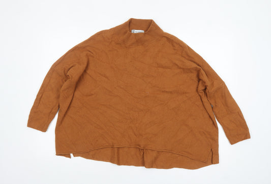 Tif Tiffy Women’s Brown Merino Wool Roll Neck Relaxed Fit Jumper Size S