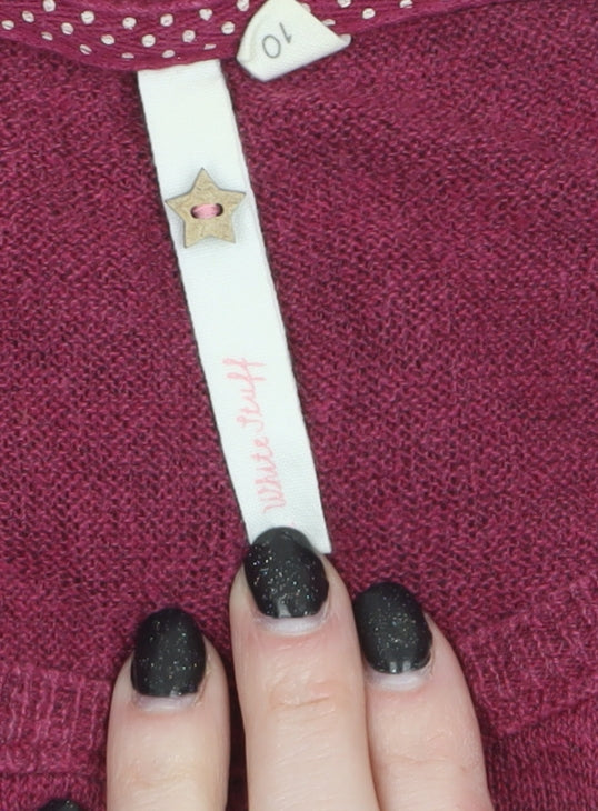 White Stuff Women's Purple Cotton Long Sleeve Jumper Size 10