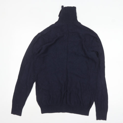 Paul Costelloe Men's Blue Roll Neck Cashmere Wool Jumper M