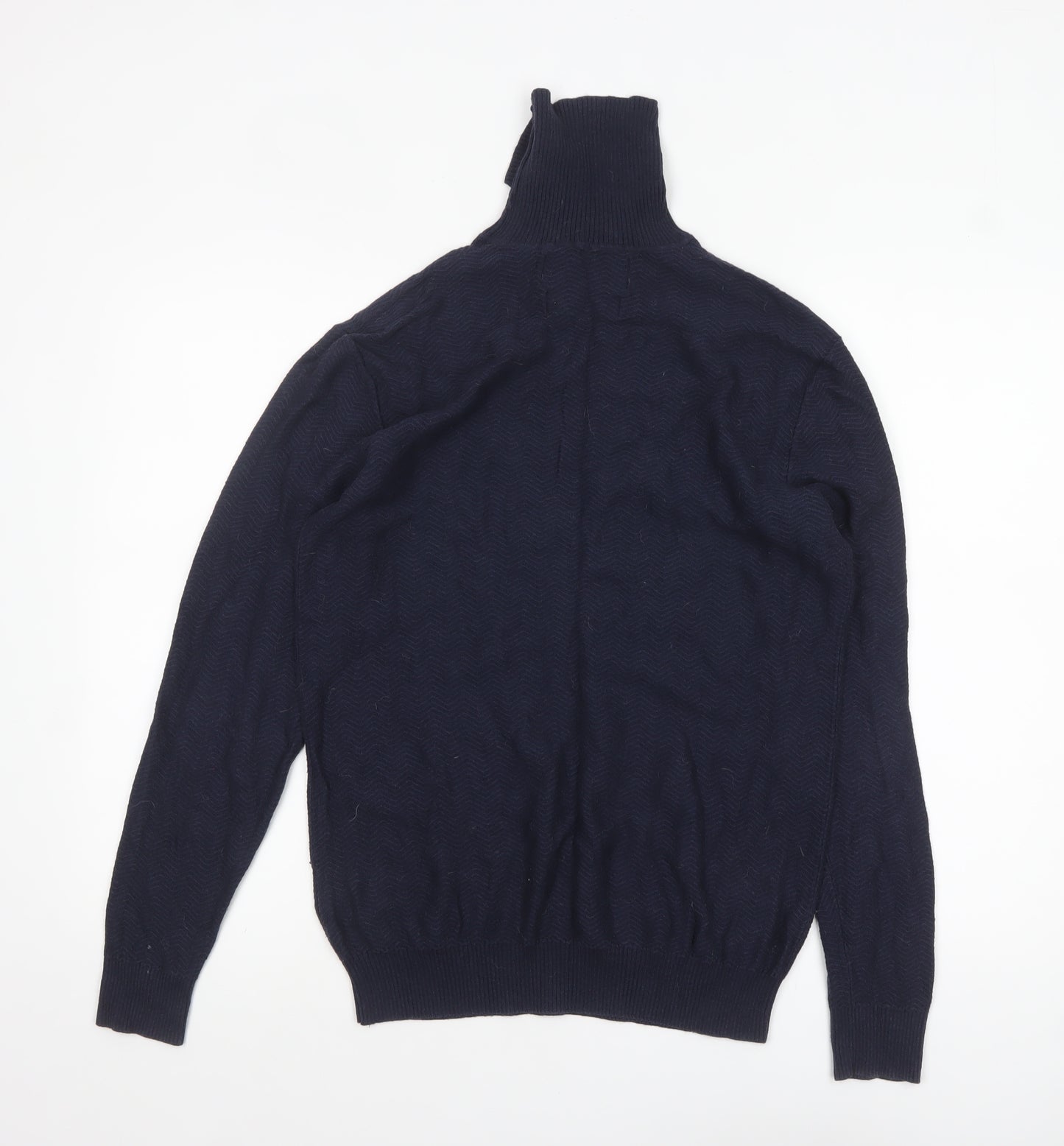 Paul Costelloe Men's Blue Roll Neck Cashmere Wool Jumper M