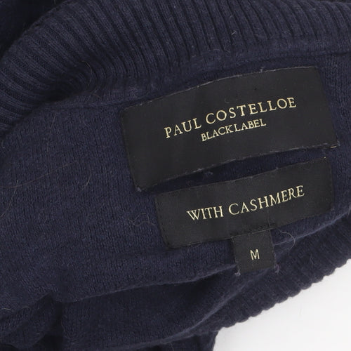 Paul Costelloe Men's Blue Roll Neck Cashmere Wool Jumper M