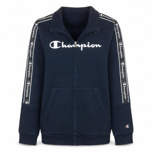 Front view of Champion boys’ blue 13-14 years track jacket full zip fleece activewear