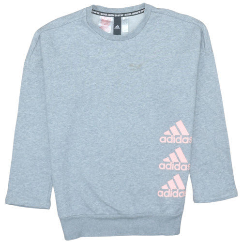Adidas Girls Grey Crew Neck Pullover Sweatshirt L 13-14 Years