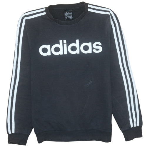 Adidas Women Black S Pullover Sweatshirt Logo Long Sleeve Crew Neck
