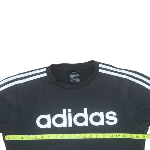 Adidas Women Black S Pullover Sweatshirt Logo Long Sleeve Crew Neck