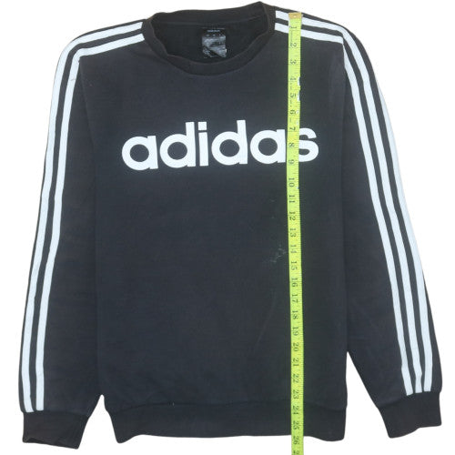 Adidas Women Black S Pullover Sweatshirt Logo Long Sleeve Crew Neck