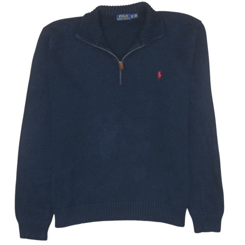 Polo Ralph Lauren Men's Navy Cotton Half Zip Jumper XL