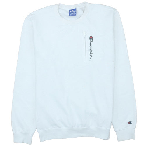 Champion Mens White Medium Crew Neck Pullover Sweatshirt