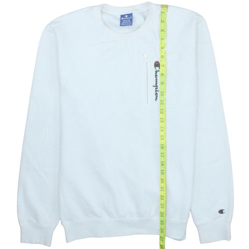 Champion Mens White Medium Crew Neck Pullover Sweatshirt