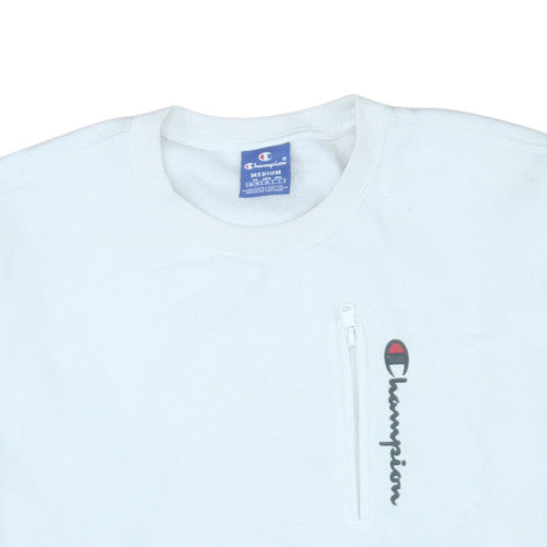 Champion Mens White Medium Crew Neck Pullover Sweatshirt