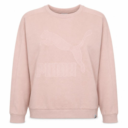 Front view of Puma Women Pink Logo Crew Neck Pullover Sweatshirt, size 10