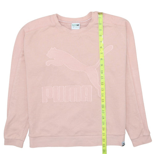 Puma Women Pink Logo Crew Neck Pullover Sweatshirt Size 10