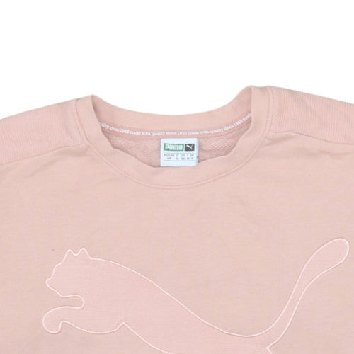 Puma Women Pink Logo Crew Neck Pullover Sweatshirt Size 10
