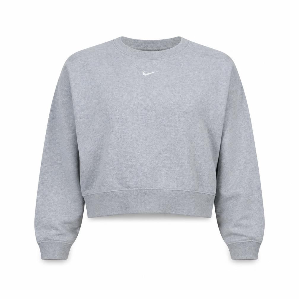 Front view of Nike Women Grey Crew Neck Pullover Sweatshirt, size L