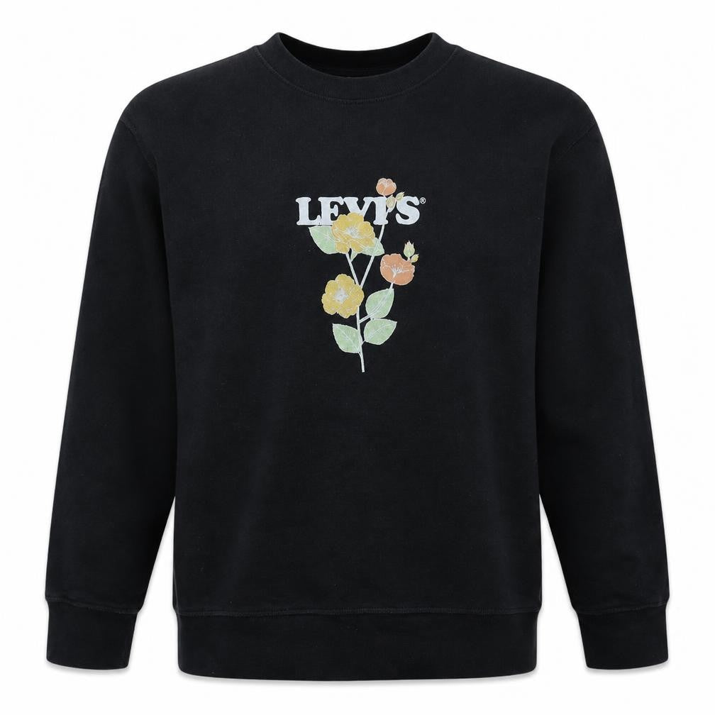 Front view of Levi’s Men’s Black Graphic Flower Pullover Sweatshirt, size L