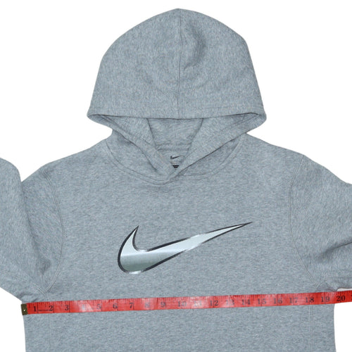 Nike Boys Grey Pullover Hoodie Size 12-13 Years Regular Fit Fleece