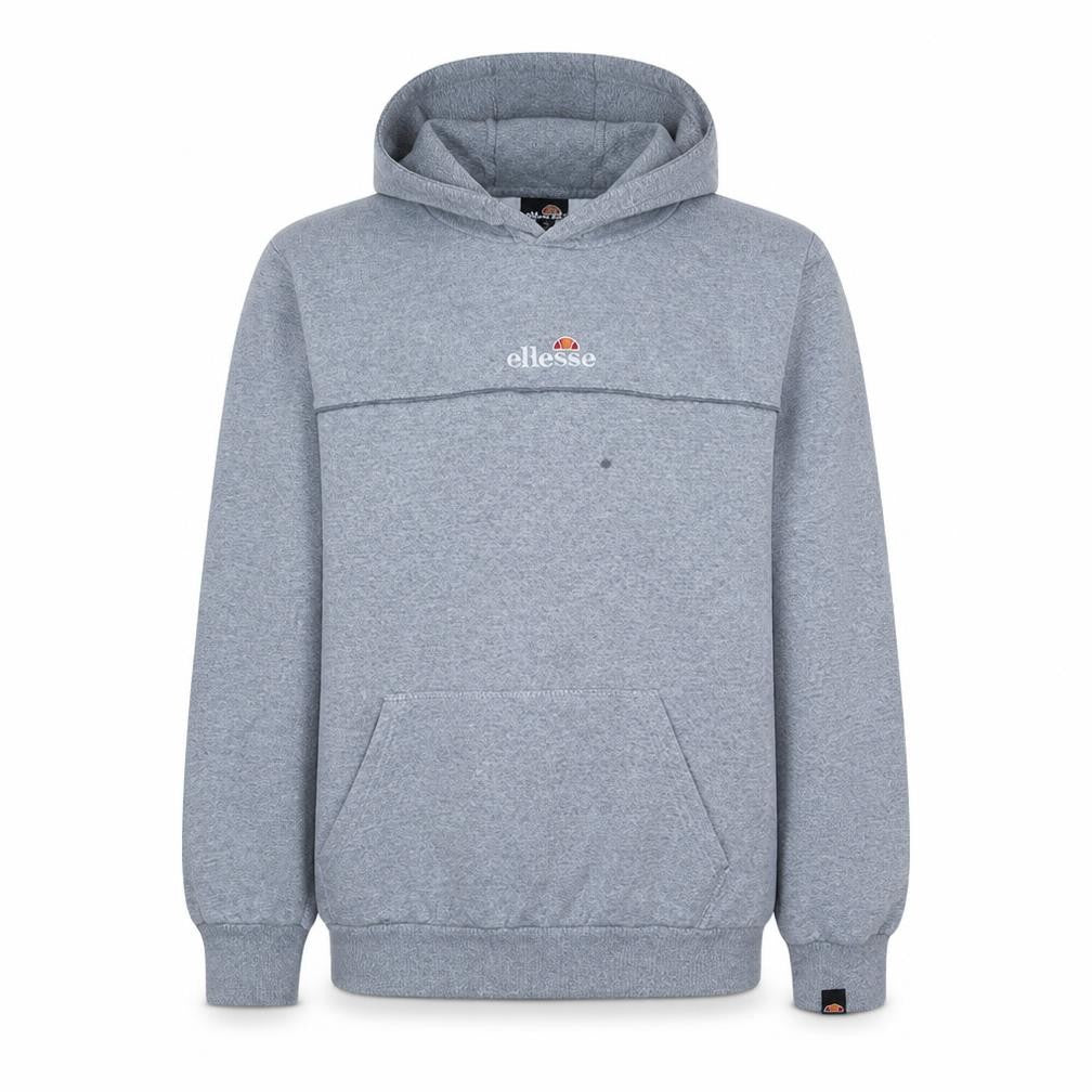 Front view of Ellesse Men’s Grey Pullover Hoodie XL Sports Cotton Blend